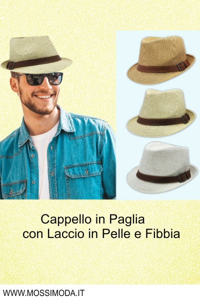 *Cappello Ragazzo/Uomo in Paglia con Laccio in Pelle Art.SM519