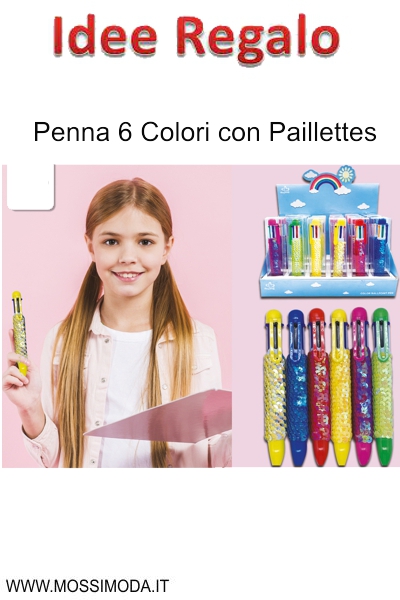 *PENNA con PAILLETTES* Multicolor 6 Colori Art.ST6160