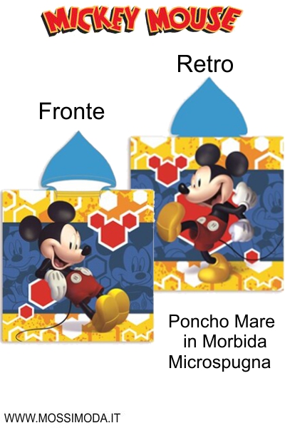 *MICKEY MOUSE* Poncho Mare in Morbida Microspugna Art.002