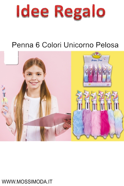 *PENNA UNICORNO* Multicolor 6 Colori Pelosa Art.ST6162