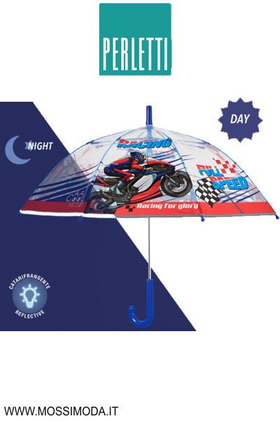 *PERLETTI* Ombrello Kids Moto manuale 45 cm. Art.15671