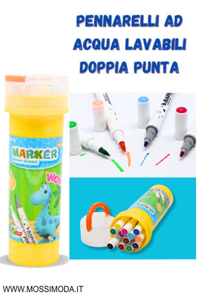 *PENNARELLI ad acqua con doppia punta da 12 pezzi Art.7065