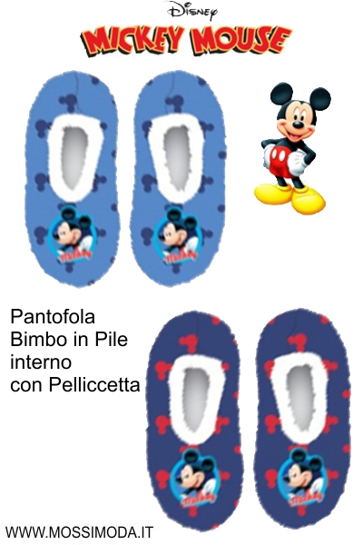 *MICKEY MOUSE* Pantofola in Pile con Pelliccetta Art.0849