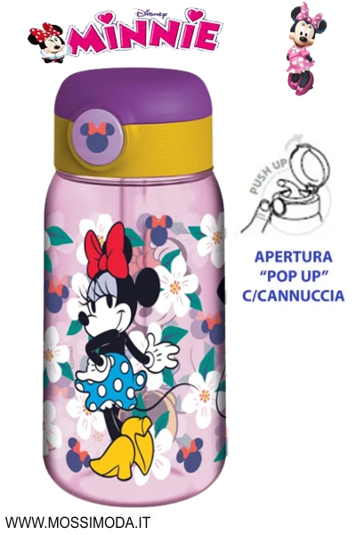 *MINNIE* Borraccia con Cannuccia Pop Up 510ml Art.ST81242