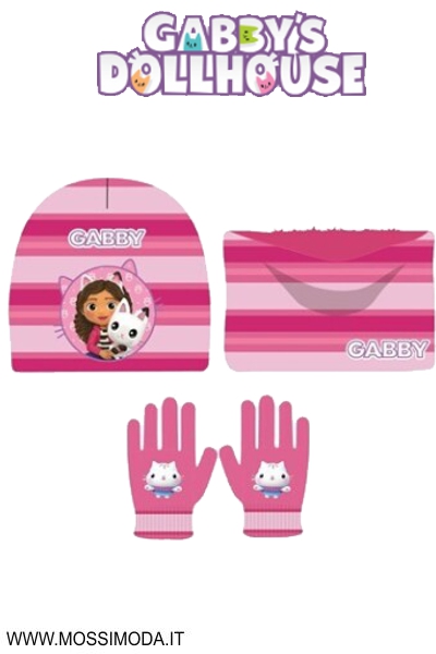 *GABBYS DOLLHOUSE* Set 3 pezzi Cuffia+guanti+scaldacollo 3226