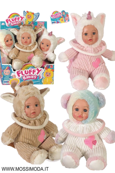 *FLUFFY BABIES* Bambola Vestito Unicorno-Giraffa-Orso Art.11837