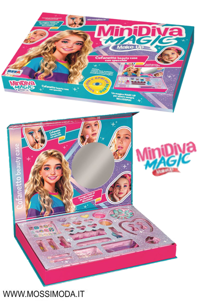*MINI DIVA*Cofanetto Beauty Case cosmetici e specchio Art.12356