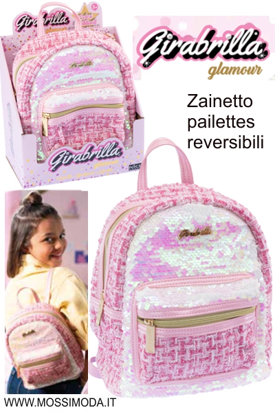 *GIRABRILLA* Zainetto Glamour Tweed pailettes reversibili 19146