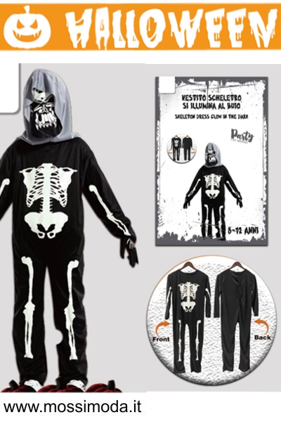 *HALLOWEEN* Set Vestito Scheletro Bambino Art.H992 *HALLOWEEN* Set Vestito Scheletro Bambino Art.H992