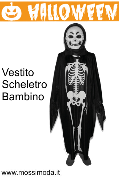 *HALLOWEEN* Vestito Scheletro Bambino a Tunica Art. HT392