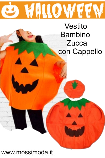 *HALLOWEEN* Set Vestito Bambino Zucca con Cappello Art.H805
