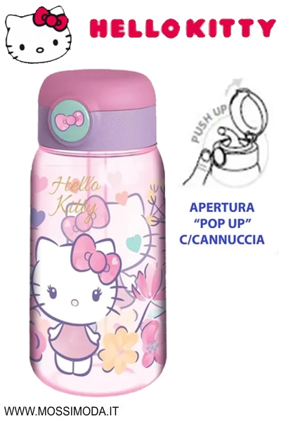 *HELLO KITTY* Borraccia con cannuccia Pop Up 510ml Art.ST81752