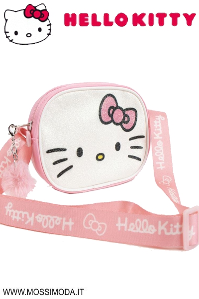 *HELLO KITTY* Borsa Tracolla con Glitter e Pom Pom Art.HK05761 *HELLO KITTY* Borsa Tracolla con Glitter e Pom Pom Art.HK05761