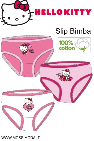 *HELLO KITTY* Tris Slip Bimba cotone 3 paia Art.HK1338