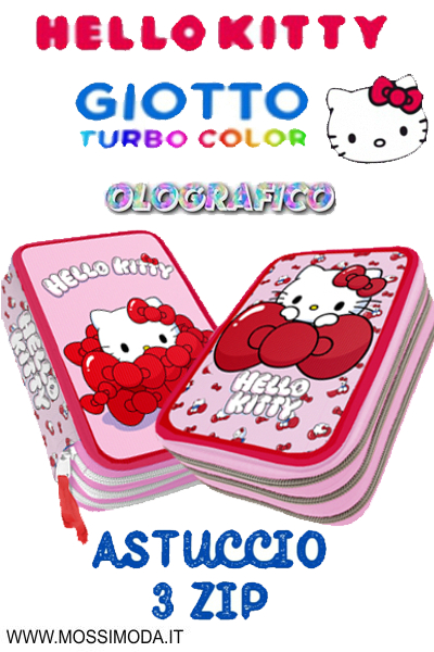 *HELLO KITTY* Astuccio Olografico 3 zip Giotto Art.300035