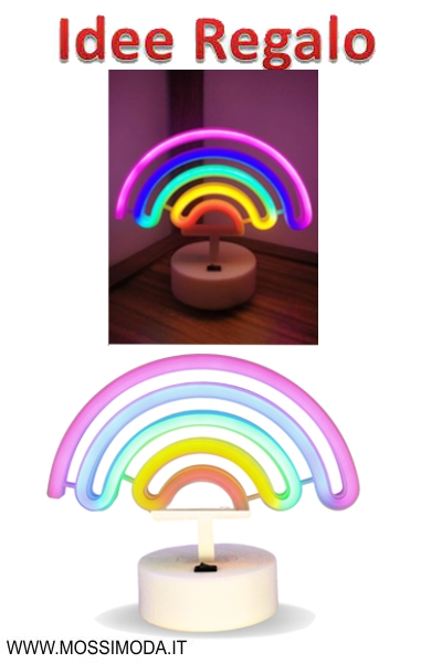 *IDEE REGALO* Lampada Stand Arcobaleno Neon Led Art.7165
