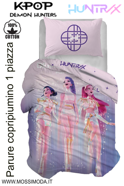 *K-POP DEMON HUNTERS* Parure copripiumino 1 piazza Art.K490 Rosa