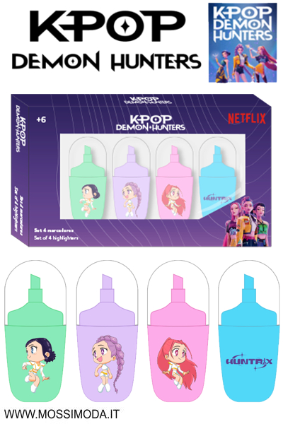 *K-POP DEMON HUNTERS* Set 4 Evidenziatori Art.342695782