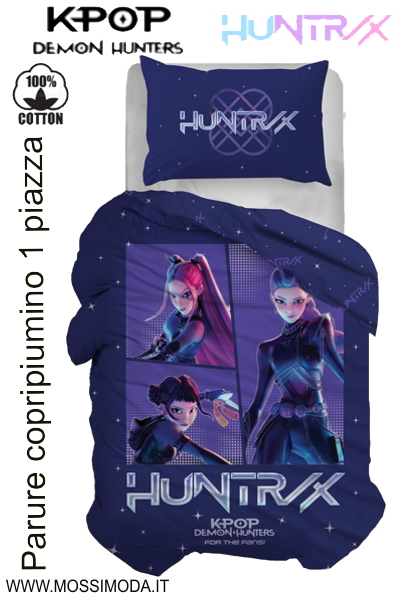 *K-POP DEMON HUNTERS* Parure copripiumino 1 piazza Art.KP490 Blu