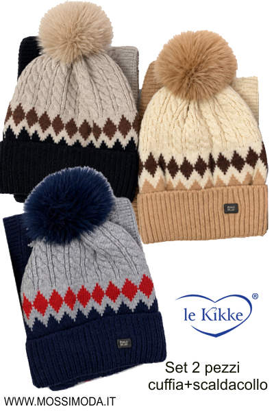*LE KIKKE* Set Cuffia Bimbo e Scaldacollo Art.AB5054