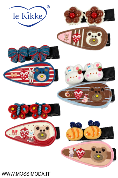 *LE KIKKE*Mollette Clic Clac Teddys House per Capelli FC34394