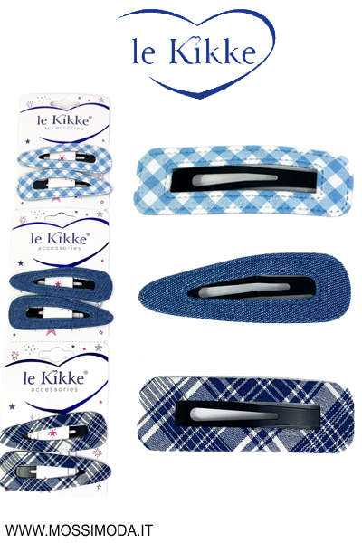 *LE KIKKE* Mollette Clic Clac Country Denim per Capelli CC54611