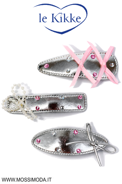 *LE KIKKE* Mollette Clic Clac Silver Chic per Capelli CC54619