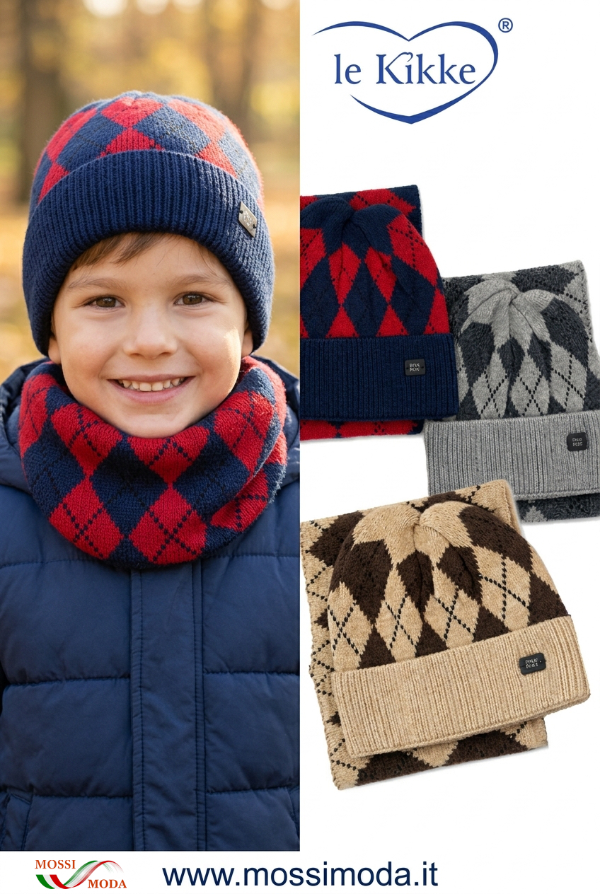 *LE KIKKE* Set Cuffia Bimbo e Scaldacollo Art.AB5064
