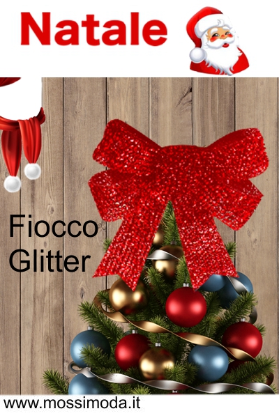 *NATALE* Fiocco Albero Rosso in Glitter Art.X2145