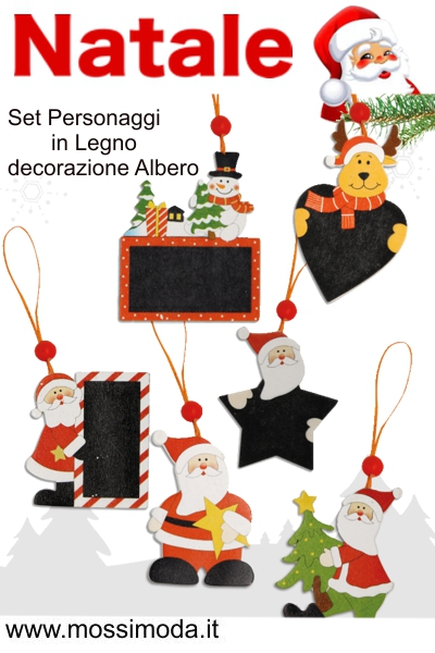 *PROMO NATALE*Set 2 Personaggi Legno decorazione Albero Art.X782