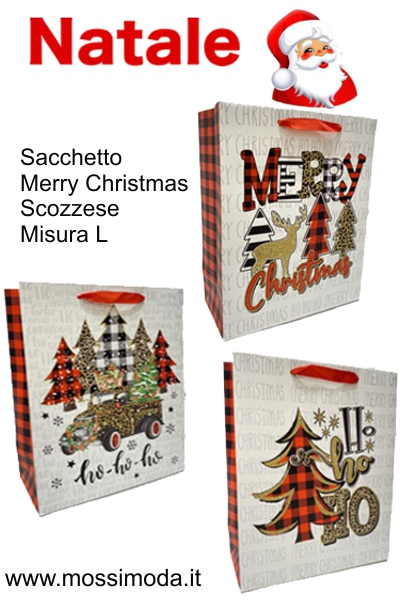 *NATALE* Sacchetto Merry Christmas Scosseze Misura L Art.XT1848