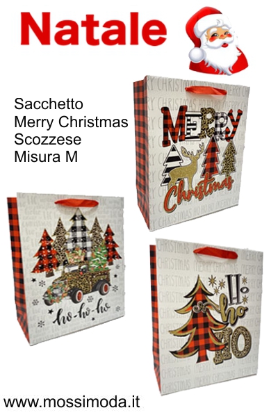 *NATALE* Sacchetto Merry Christmas Scozzese Misura M Art.XT1847