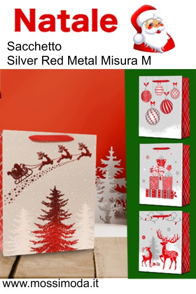 *NATALE* Sacchetto Silver Red Metal Misura M Art.XT2254