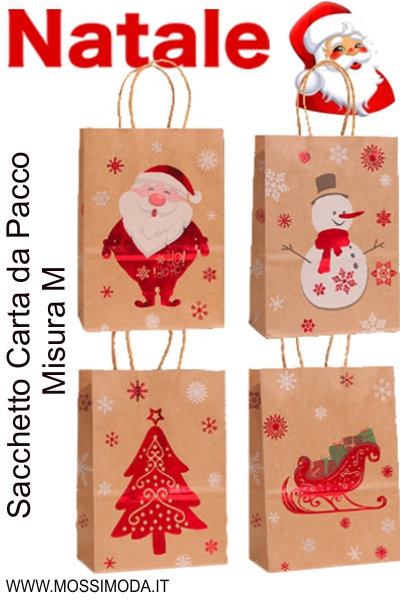 *NATALE* Sacchetto Carta da Pacco Metal Misura M Art.X2927