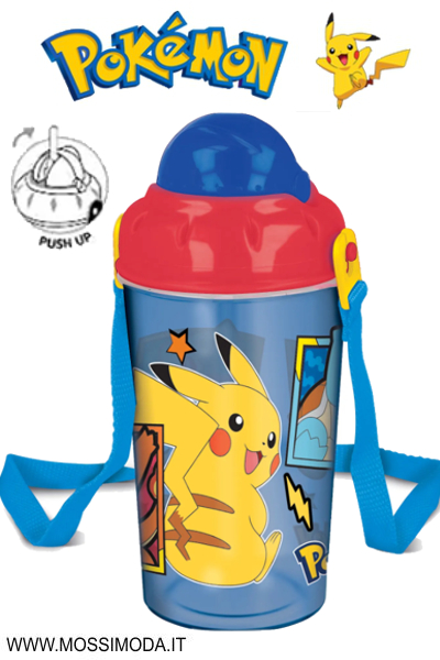 *POKEMON* Borraccia con tracolla e cannuccia PUSH UP Art.ST08022