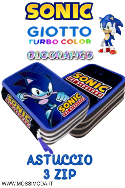 *SONIC* Astuccio Olografico 3 zip Giotto Art.FU5798