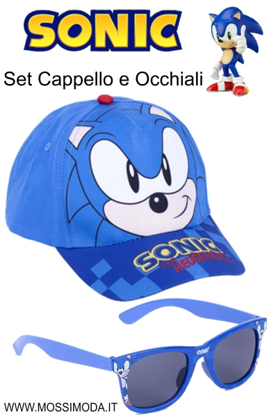 *SONIC* Set Cappello Bimbo con Visiera e Occhiali Art.9880