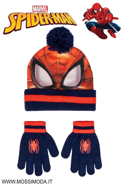 *SPIDERMAN* Set 2 pezzi Cuffia+Guanti Art.10260