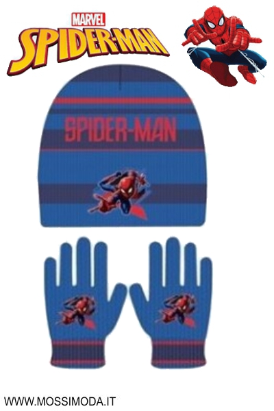*SPIDERMAN* Set 2 pezzi Cuffia+Guanti Art.SP005 Blu/Rosso
