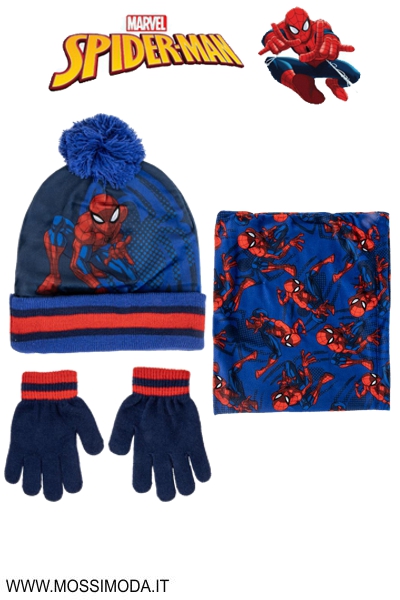 *SPIDERMAN* Set 3 pezzi Cuffia+Guanti+Scaldacollo Art.10255