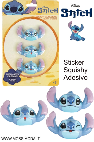 *STITCH* Blister Sticker Squishy adesivo da 3 pezzi Art.2054