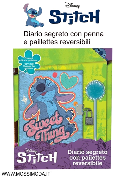 *STITCH* Diario segreto con pailettes e penna Art.LST0825