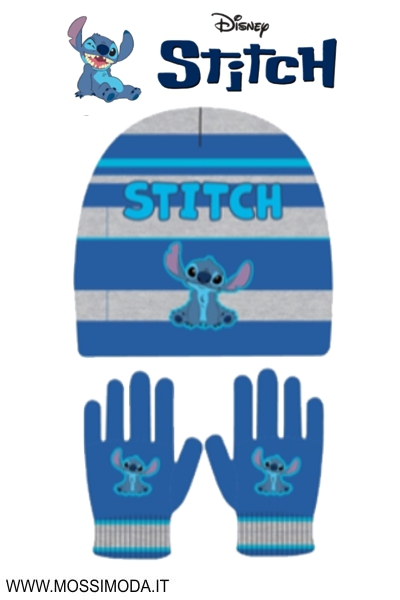 *STITCH* Set 2 pezzi Cuffia+Guanti Art.995 Cielo