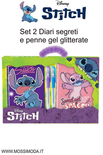 *STITCH* Set 2 Diari segreti e penne gel glitterate Art.LST0754