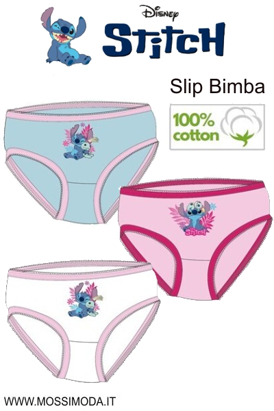 *STITCH* Tris Slip Bimba in cotone da 3 pezzi Art.LIL1334