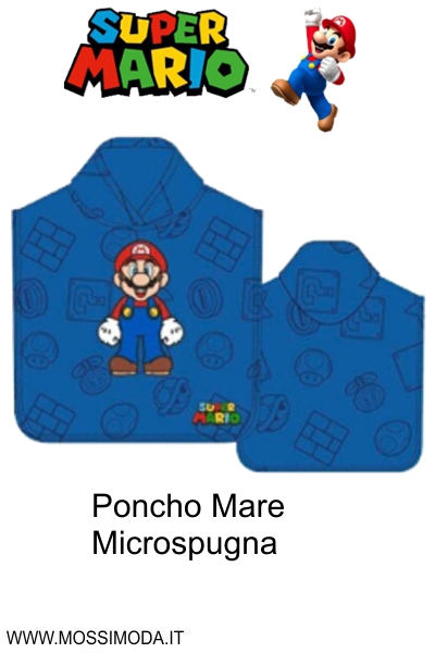 *SUPER MARIO* Poncho Mare in Morbida Microspugna Art.M013