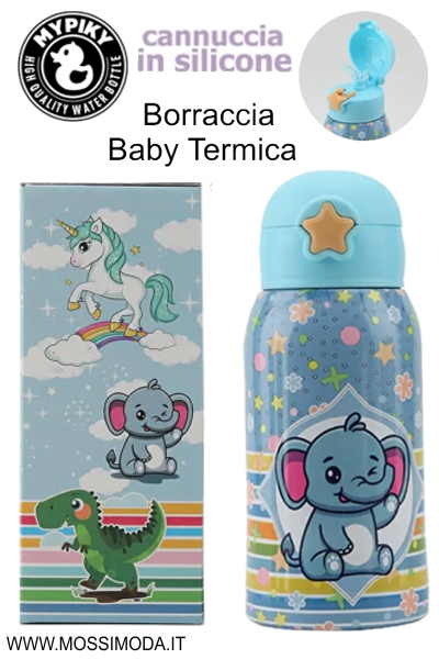 *ELEFANTINO* Borraccia Baby Termica Cannuccia 500ml Art.MPBB03