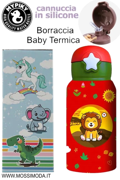 *LEONCINO* Borraccia Baby Termica Cannuccia 500ml Art.MPBB07