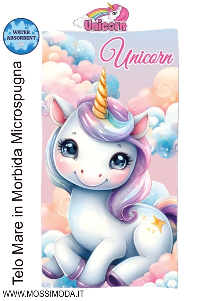*UNICORNO* Telo Mare in Morbida Microspugna Art.UNI5160